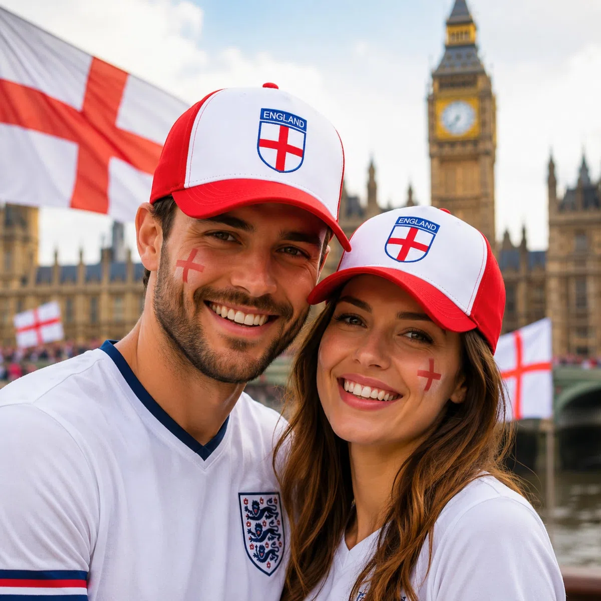 SHATCHI 20 Cappellini da Baseball, Tifosi Dell'Inghilterra, Accessori Regolabili per Rugby Calcio Coppa del Mondo di Cricket, Rosso e Bianco, Etichettalia Unica Unisex-Adulto