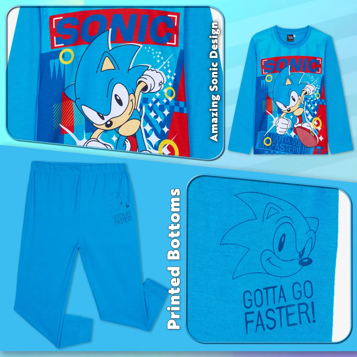 Get Trend Sonic The Hedgehog Shadow Lungo Pigiama Ragazzo, Morbida Accogliente Abbigliamento da Casa Set - Giocatore Regalo Bambino