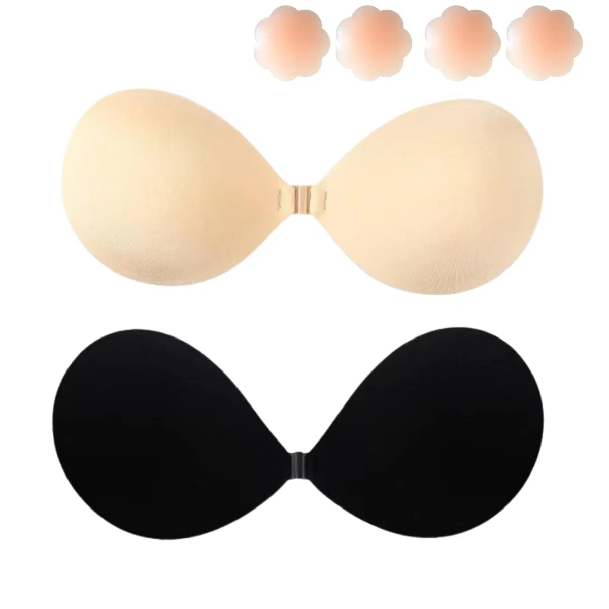Dresmannst Reggiseno Push Up Senza Spalline per Schiena Scoperta Invisibile Reggiseni con 4 Copri Capezzoli Adesivi Coppe Adesive Seno Sticky Women Bra
