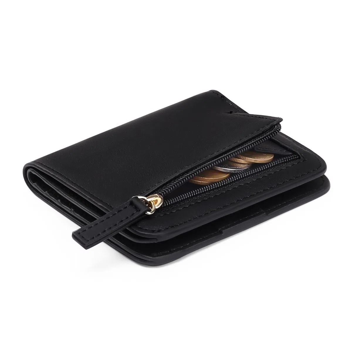 GAEKEAO Portafoglio da Donna in pelle, Portafogli Donna Piccoli con cerniere blocco RFID Portamonete, 7 Scomparti per Carte con 1 Finestra di Identificazione e 1 Tasca con Cerniera