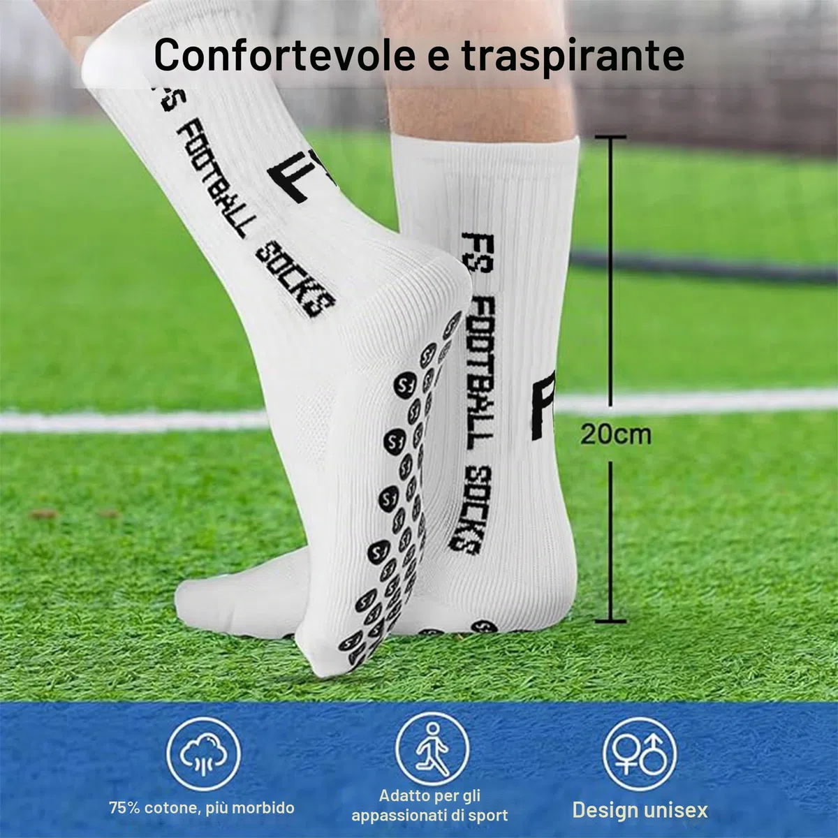 Calze Calcio Antiscivolo Pacco da 3 Grip Socks Calcio, 35-39 39-46, Pettinato al 75%, Traspirante ed Elastico, Football Socks per Uomo Donna-Unisex Adulto