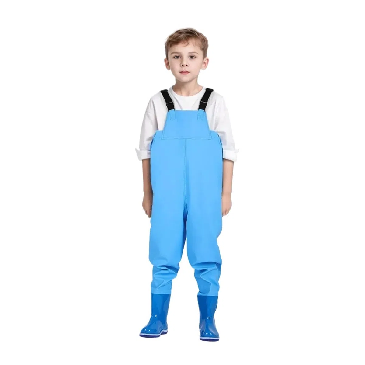 Pantaloni Impermeabili con Bretelle per Bambini, da Pesca e da Gioco, con Stivali, per Caccia e Pesca, per Bambini (Blu 11)
