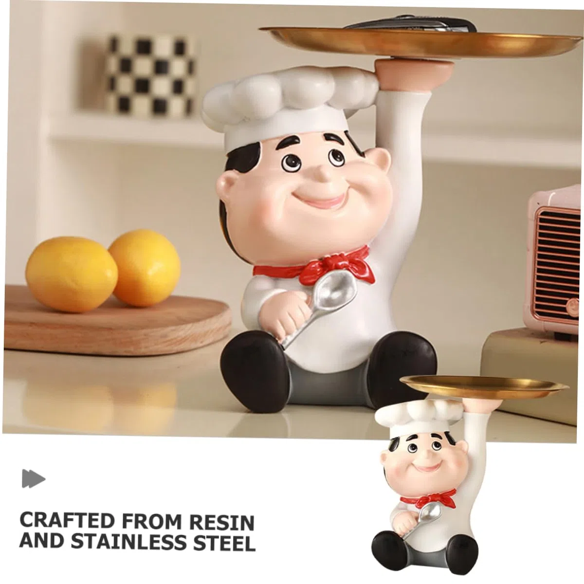 OUNONA Portaoggetti a Forma di Chef in Resina Bianca per Cucina, Decorazione per Casa, Utenza per Borse e Trucchi
