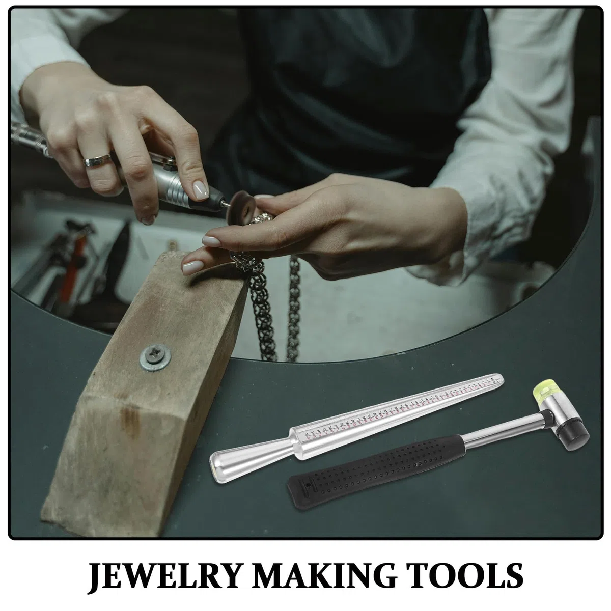 NUOBESTY Strumenti per Misurazione degli Anelli Misuratore di Anelli in Metallo Mandrino per Creazione di Gioielli Panno per Pulizia per Hobbisti Fai da Te Artigianato Dimensionamento