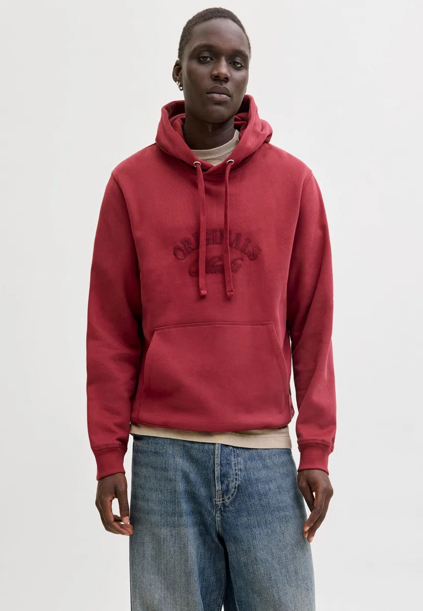 JACK & JONES Jorbleecker Branding Sweat Hood BF, Rosso Tibetano, M Uomo