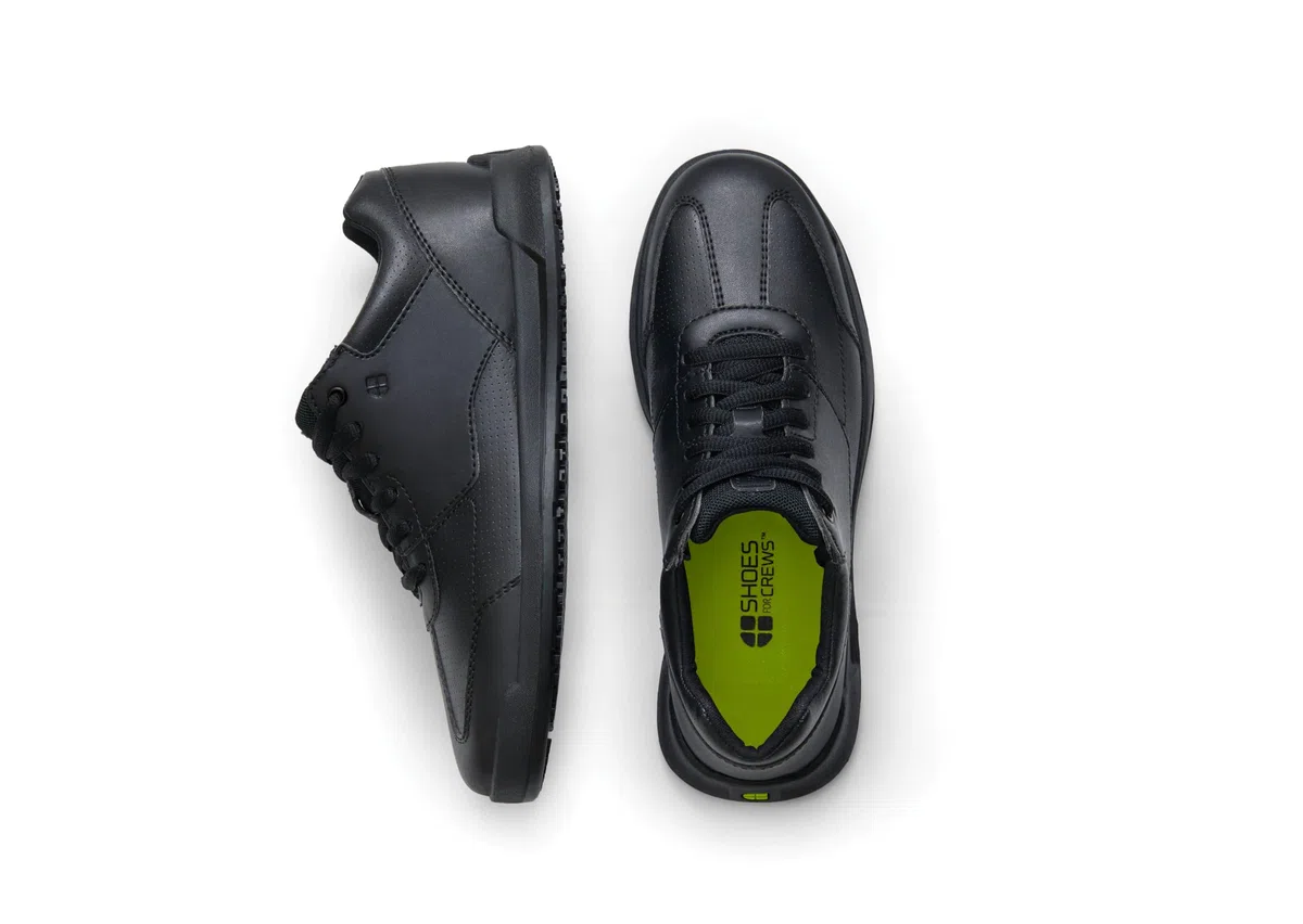 Shoes for Crews Scarpe da Ginnastica da Donna Antiscivolo, comode, idrorepellenti, Antiscivolo, con Solette Rimovibili, Ideali per ristoranti, cucine di Catering, Chef, Cameriere, Liberty, Nero Eco