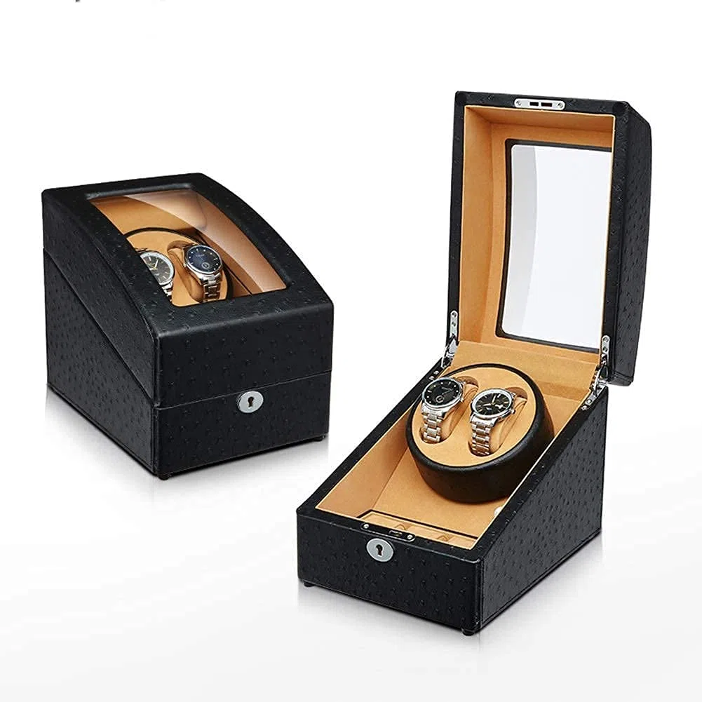 Scatola Carica Orologi 2+3 Adattatore Carica Orologi Automatico e Alimentato a Batteria Finitura in Legno Pianoforte Motore Silenzioso creatività