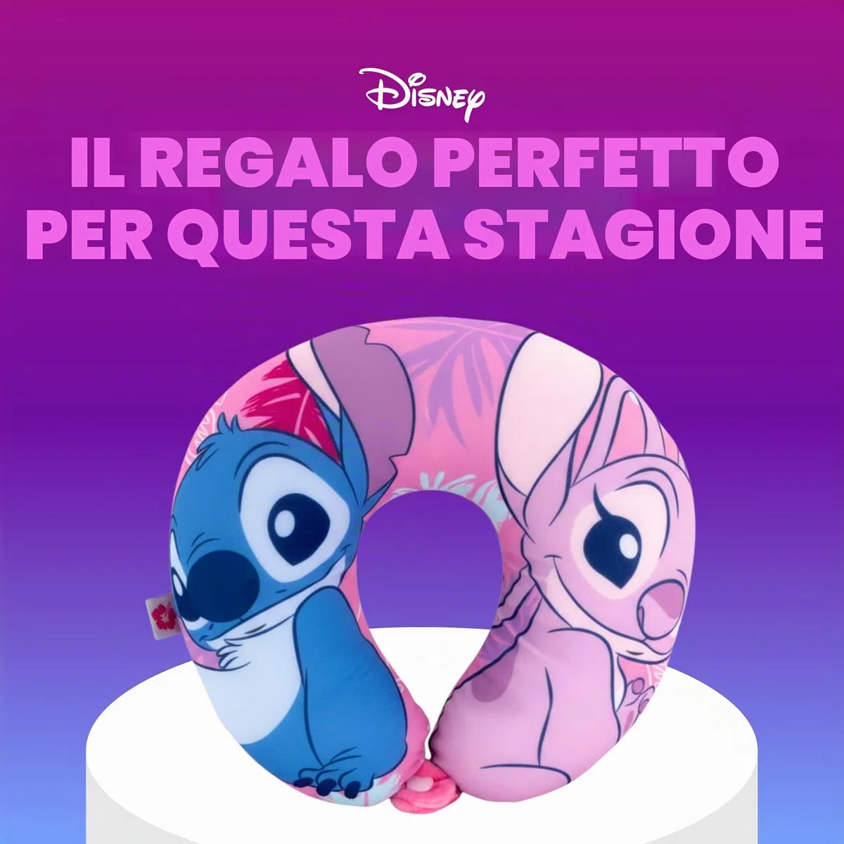 Disney Stitch e Angel Cuscino da Viaggio per il Collo, Cuscino per il Collo in Memory Foam, Cuscino da Viaggio dal Design Regolabile, Regalo per Ragazze e Adolescenti