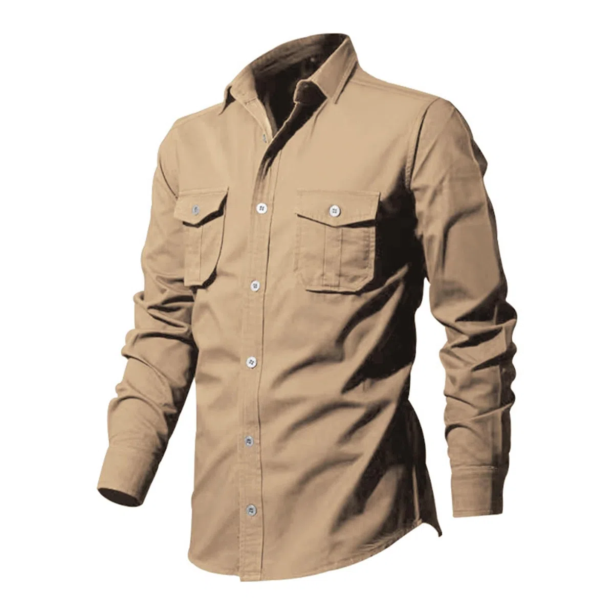 Camicia Safari Uomo a Maniche Lunghe - Casual Loose Stile tattico Cargo, Workwear all'aperto Leggero, a Bottoni per Hiking e Viaggi