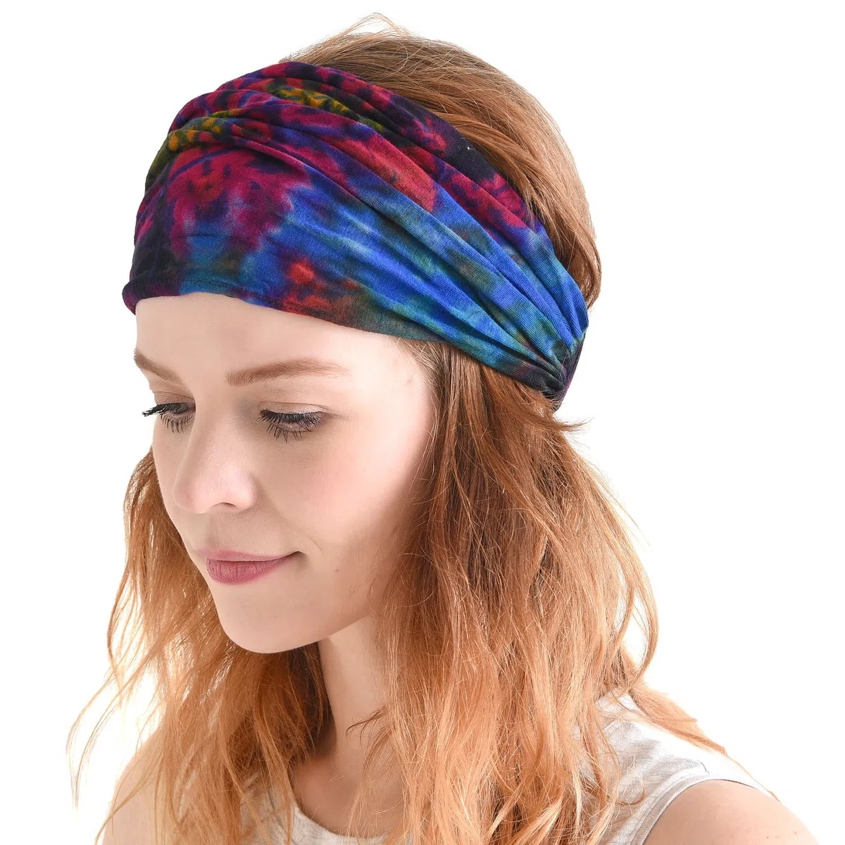 CHARM Fascia Capelli Donna E Uomo Tie Dye, Hippie Headband Tinta Unita, Bandana Con Elastico Anni '60 E '70, Accessori Figli Dei Fiori, Fascetta Skincare Tintura Tipo C