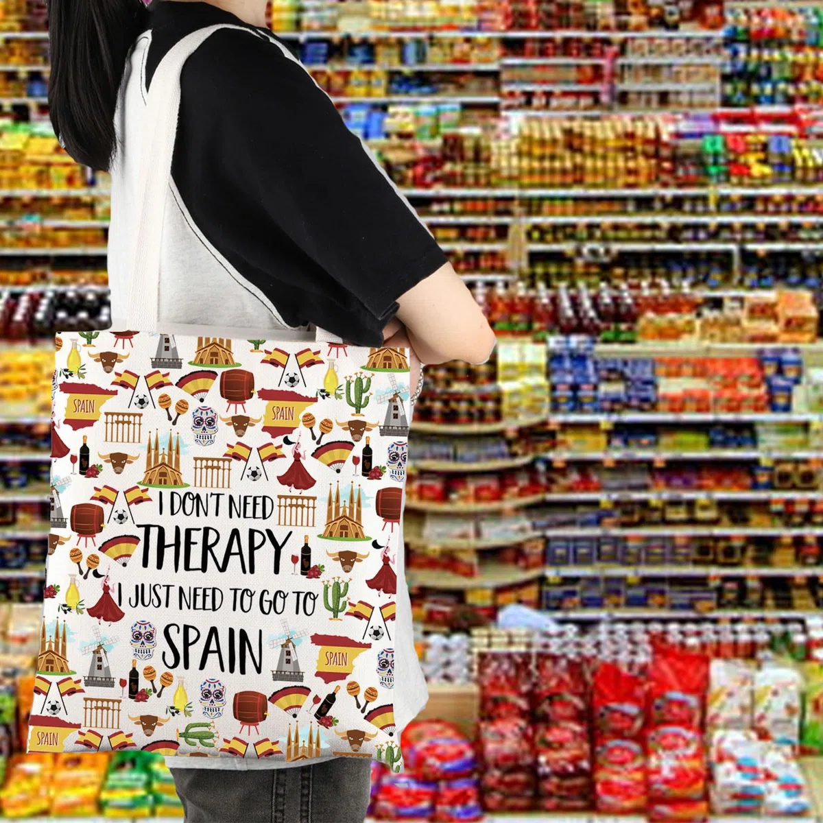 BAUNA Spagna Tote Bag Spagna Amanti Regalo Spagna Souvenir Spagna Borsa a tracolla Spagna Regalo Vacanza Viaggio in Spagna Regalo Weekend Fuga Regalo