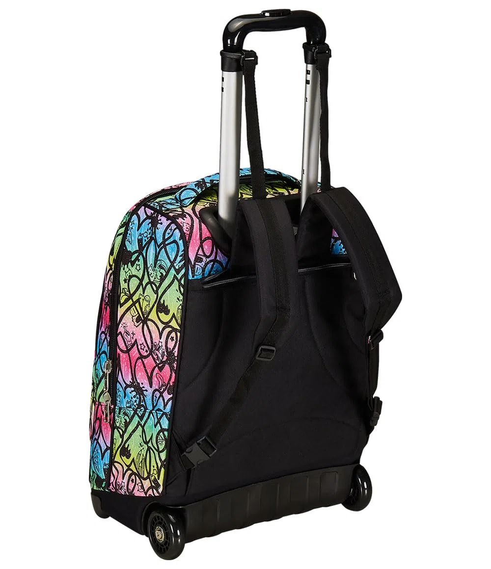 Seven Zaino Trolley, Scuola Elementare, Doppio Uso, Doppio Scomparto, Spallacci a Scomparsa, Bambina, Jump Love, rosa