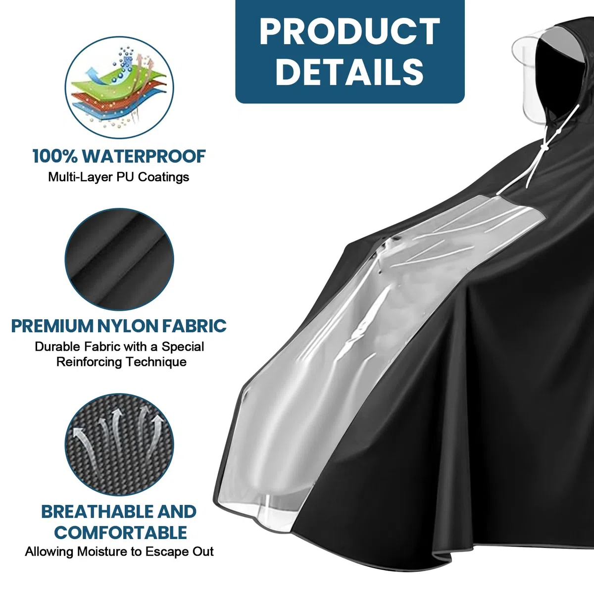 Ciclismo Poncho Impermeabile: Compact Rain Cape con Cappuccio & Strisce Riflettenti per Veicoli Elettrici, Bicicletta in Pioggia