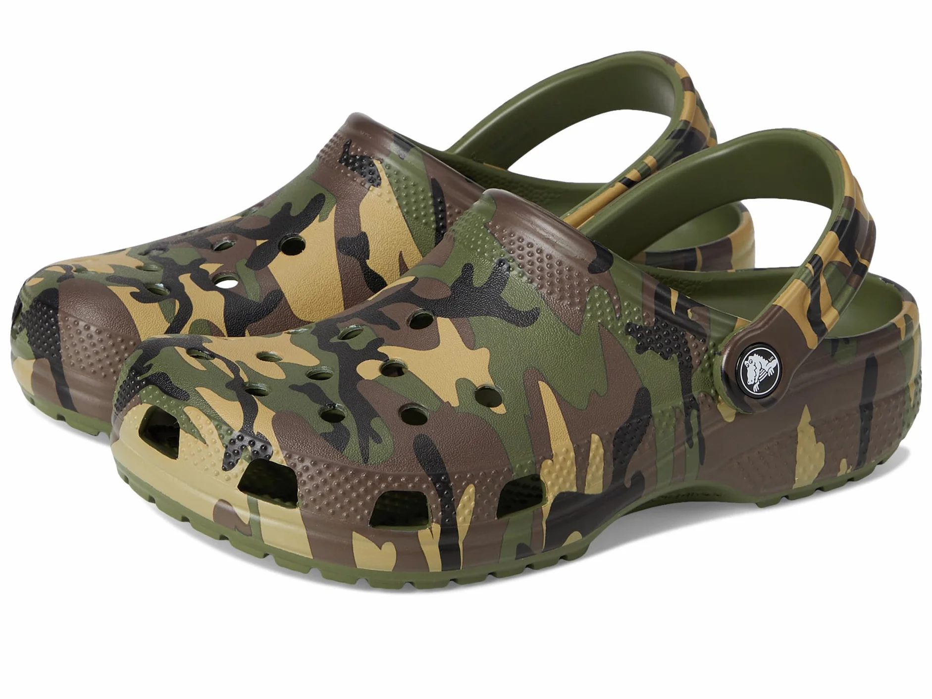 Crocs Zoccolo Classico Mimetico Unisex per Bambini, Verde Militare Multicolore, 37/38 EU