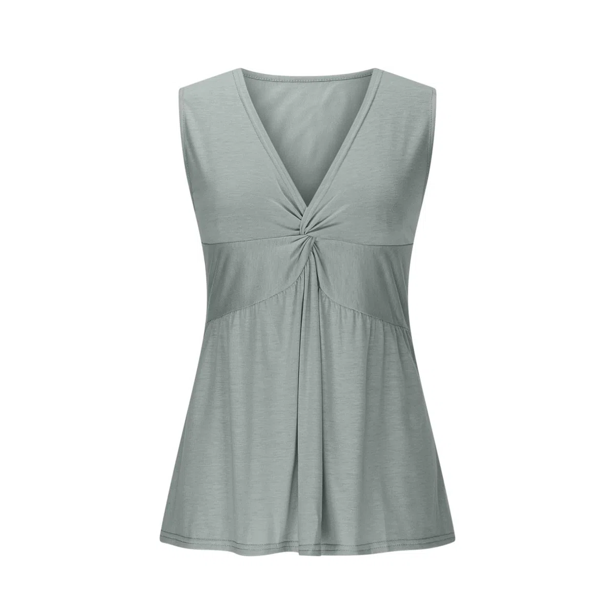 Canottiera da donna estiva elegante – scollo a V Twist Knot Canottiera – Slim Fit senza maniche Top – Casual tinta unita