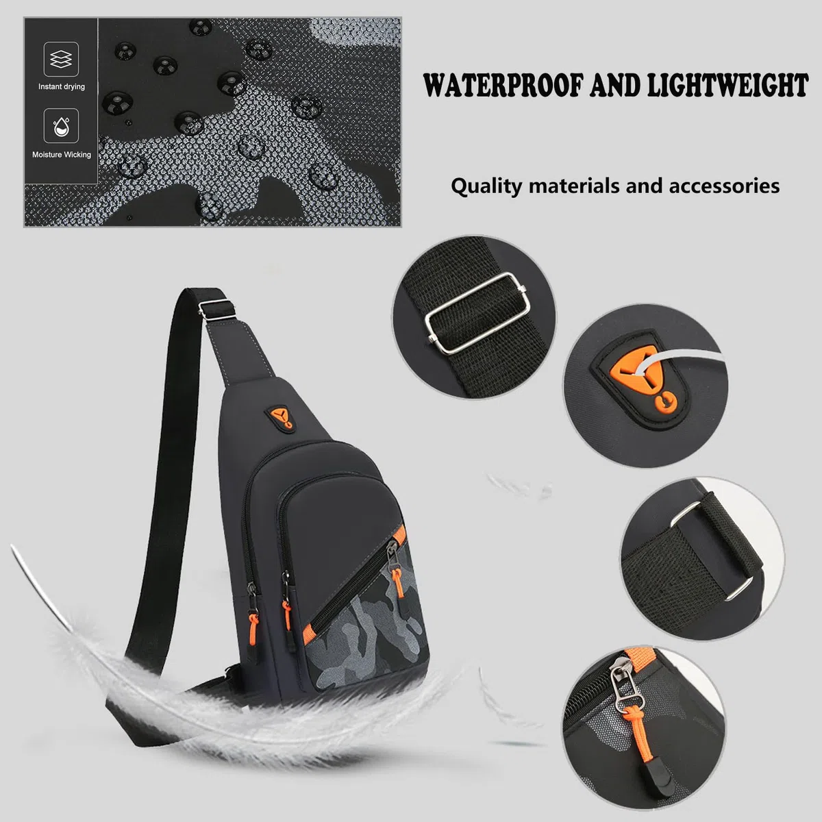Crossbody Zaino Borsellino Antifurto Borsa, Monospalla Marsupio Zainetto Piccolo Sling Bag Borsello a Tracolla Mini Borse Lavoro Messenger per Uomo Donna Viaggio