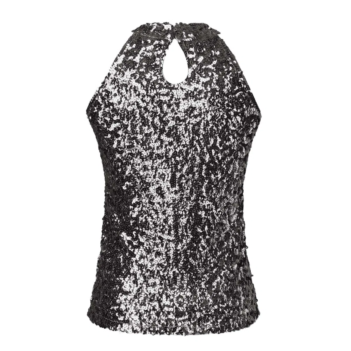 Top da donna con paillette, sexy, senza maniche, con scollo a V, elegante, canotta con brillantini, per carnevale, Capodanno