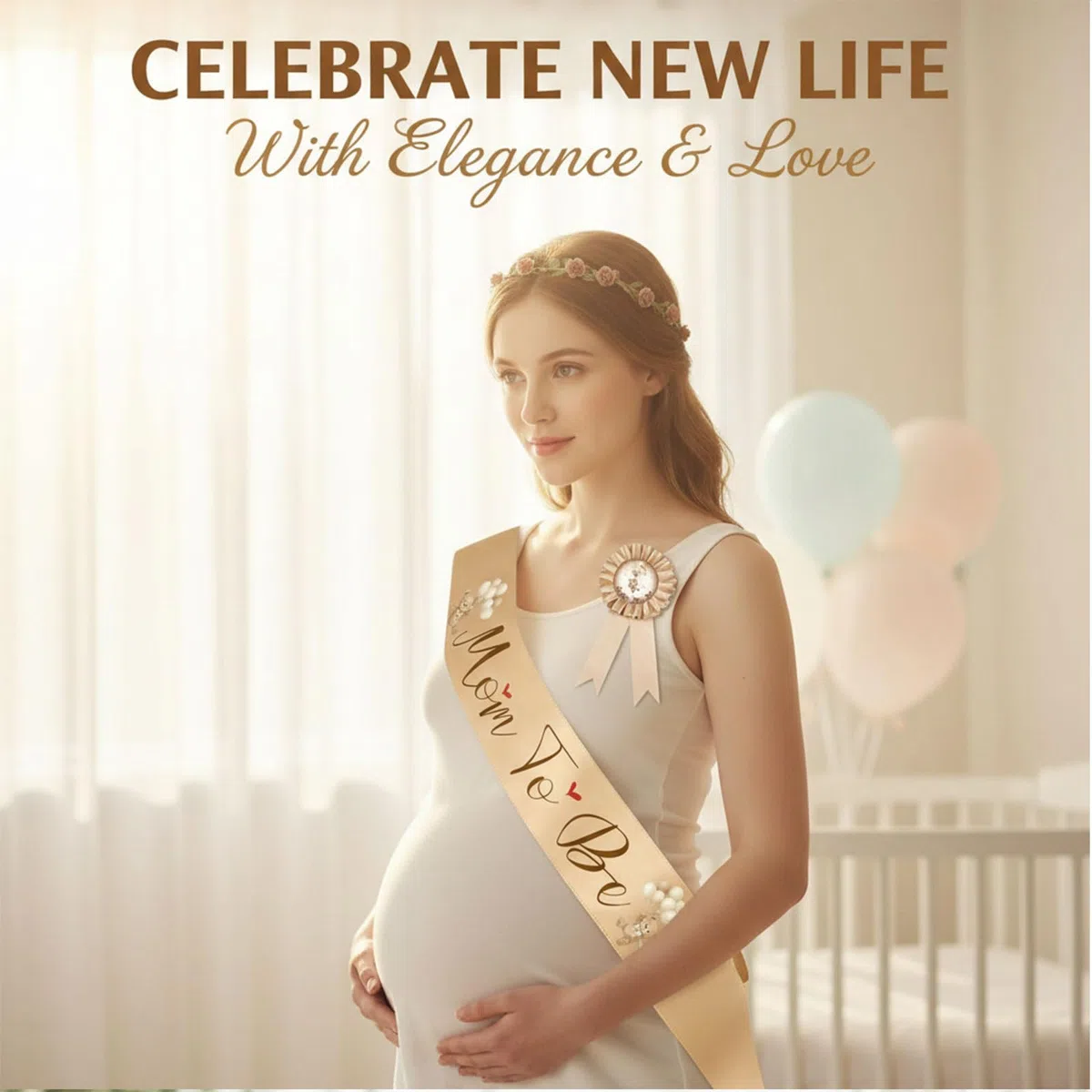 Mom To Be Fascia, Set Baby Shower, Corona di Fiori e Spilla per papà, Decorazioni e Accessori Fotografici per Feste in Attesa di Un Bambino