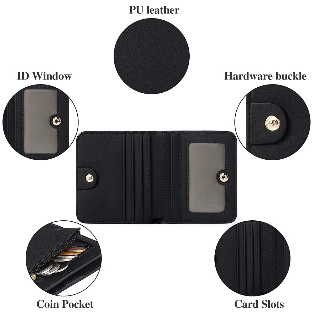 GAEKEAO Portafoglio da Donna in pelle, Portafogli Donna Piccoli con cerniere blocco RFID Portamonete, 7 Scomparti per Carte con 1 Finestra di Identificazione e 1 Tasca con Cerniera