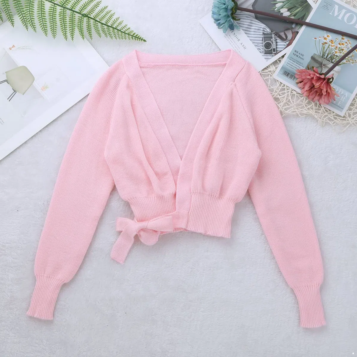 inhzoy Top da Danza Classica Bambina Cardigan Maglioncino a Manica Lunga Coprispalla Maglioni Lavato a Mano Top da Ginnastica Scaldacuore Ballerina Jazz Danza Moderna