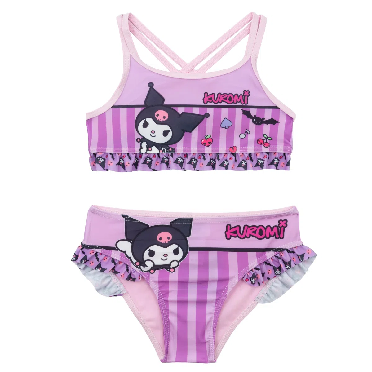 Hello Kitty Friends Bikini Bambina 2 Pezzi Costume Mare Piscina 82% Poliestere 18% Elastan Stampa Ufficiale Taglie 3-8 Anni Rosa e Giallo