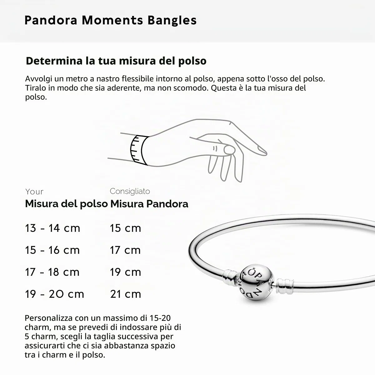 Pandora Moments - Bracciale da donna in argento Sterling, 15, in metallo