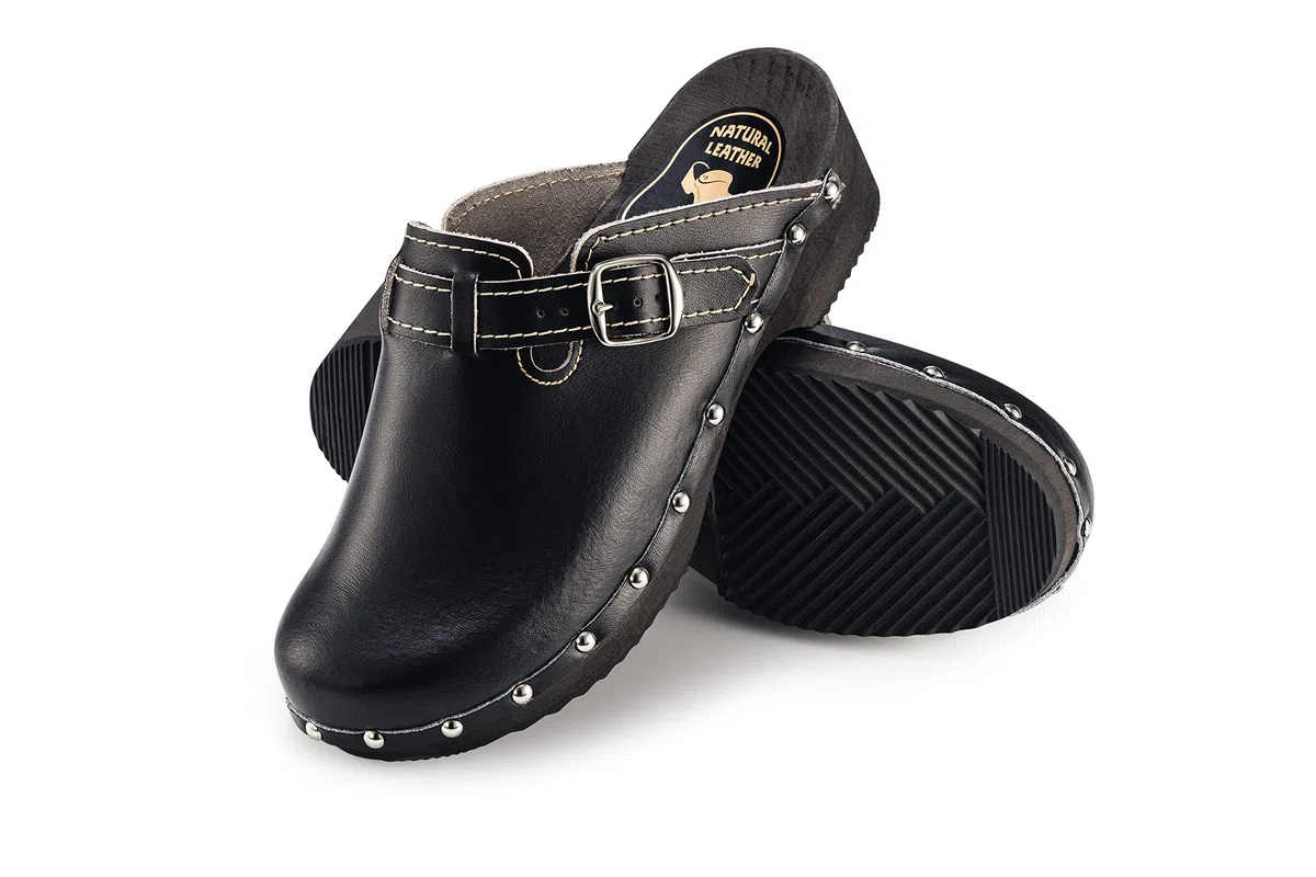 ESTRO Zoccoli in Legno Donna in Pelle Ciabatte Sanitarie Donna CDL05
