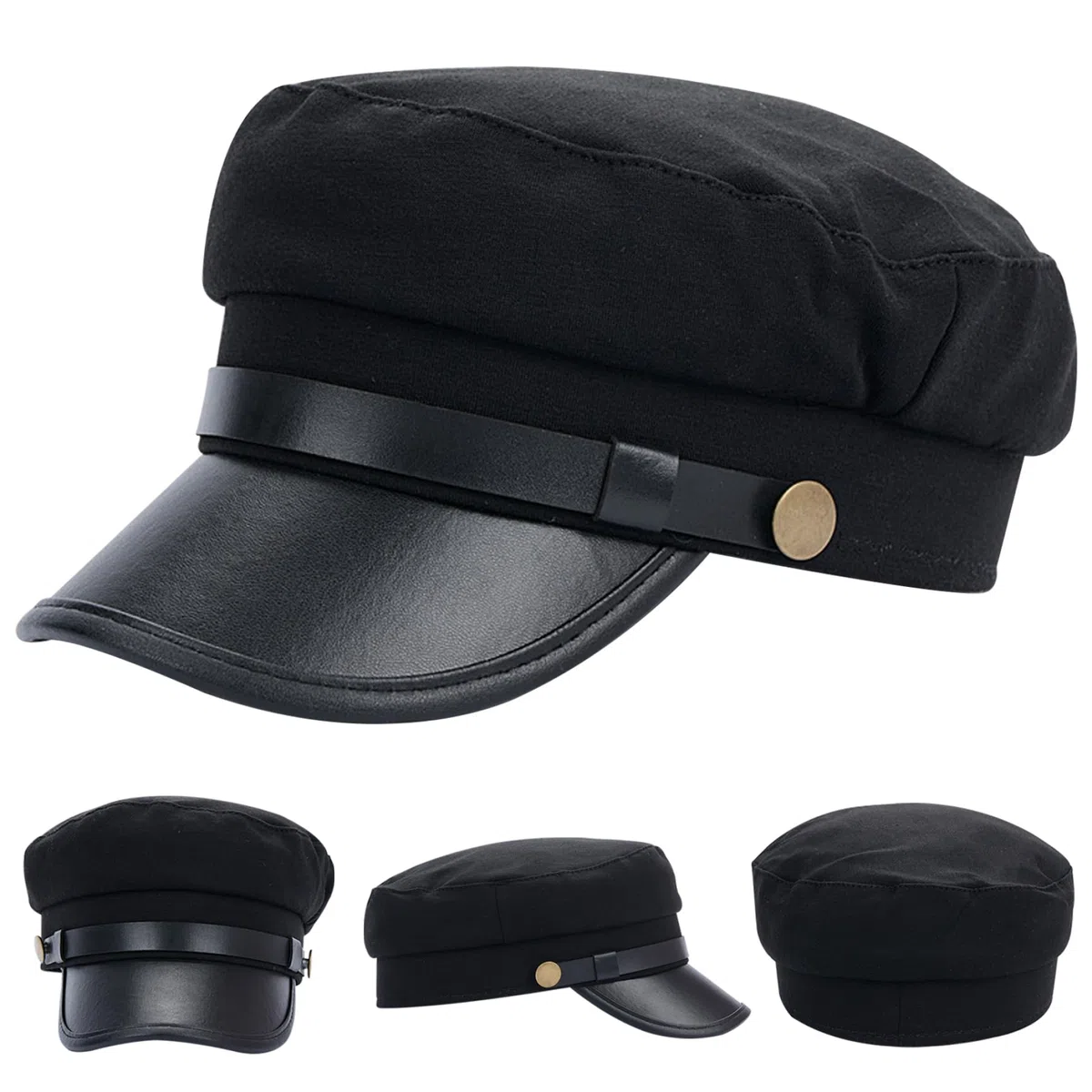Cappello da Autista Cappello da Autista per Uomo e Donna Elegante da Capitano Elegante Berretto da Strillone da Pilota Vintage per Tutti i Giorni e Come Regalo Nero