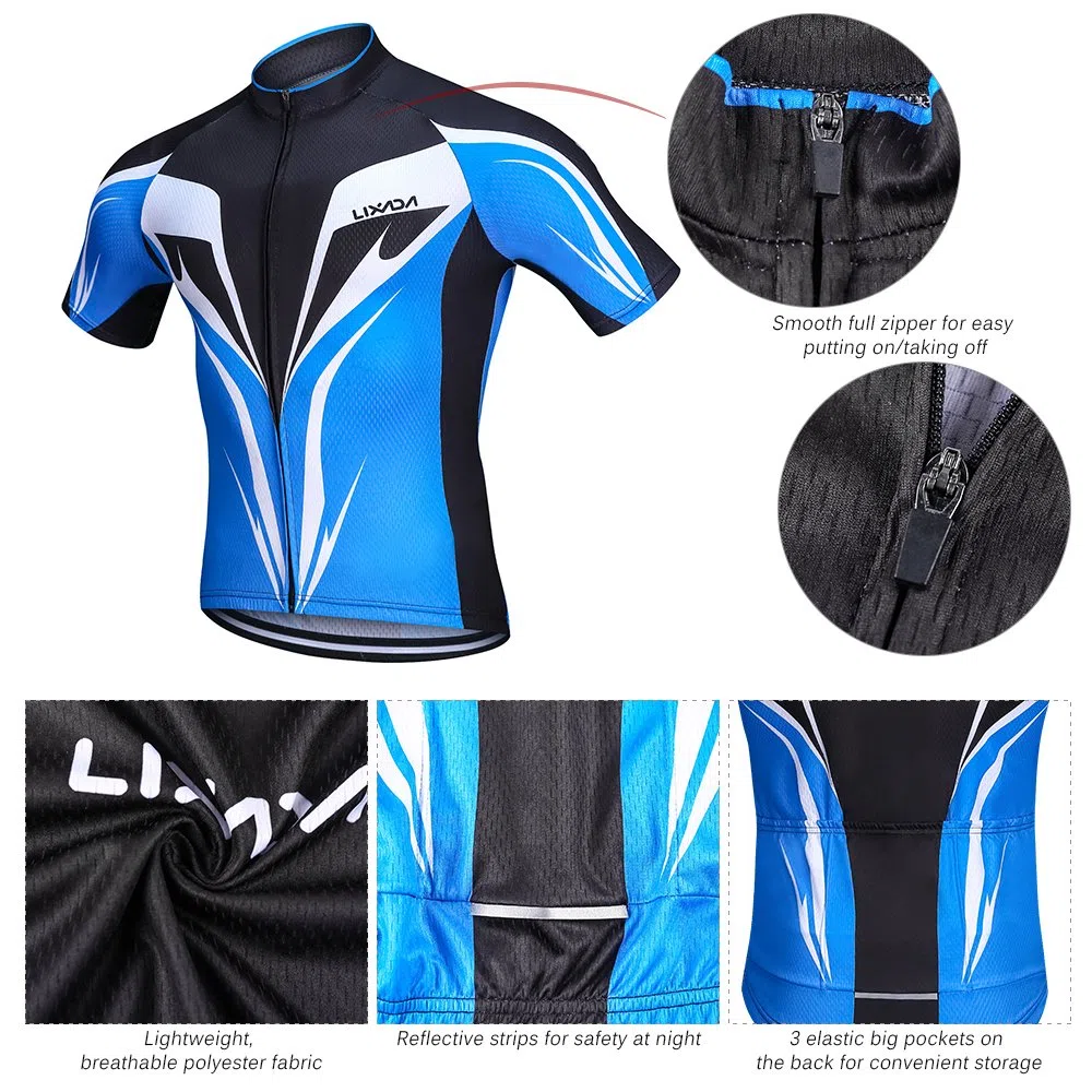 Lixada Uomini MTB Abbigliamento Ciclismo Set Tuta Traspirante Quick Dry Manica Corta Camicia Equitazione con Gel Ispessimento Pantaloncini MTB Abbigliamento Set