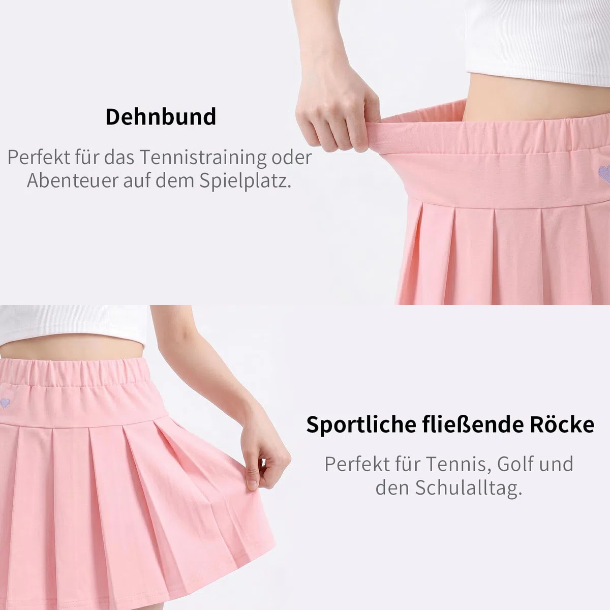 Gonna A Pieghe per Bambine 6-13 Anni in Cotone con Pantaloncini Interni Skort Traspirante per Tennis Scuola E Sport