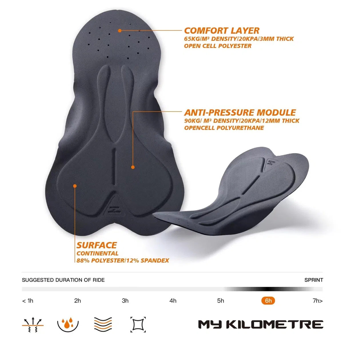 MY KILOMETRE Pantaloni Termici da Ciclismo Gravel Uomo con Tasche Laterali e Fondello Imbottito - Impermeabili, Antivento