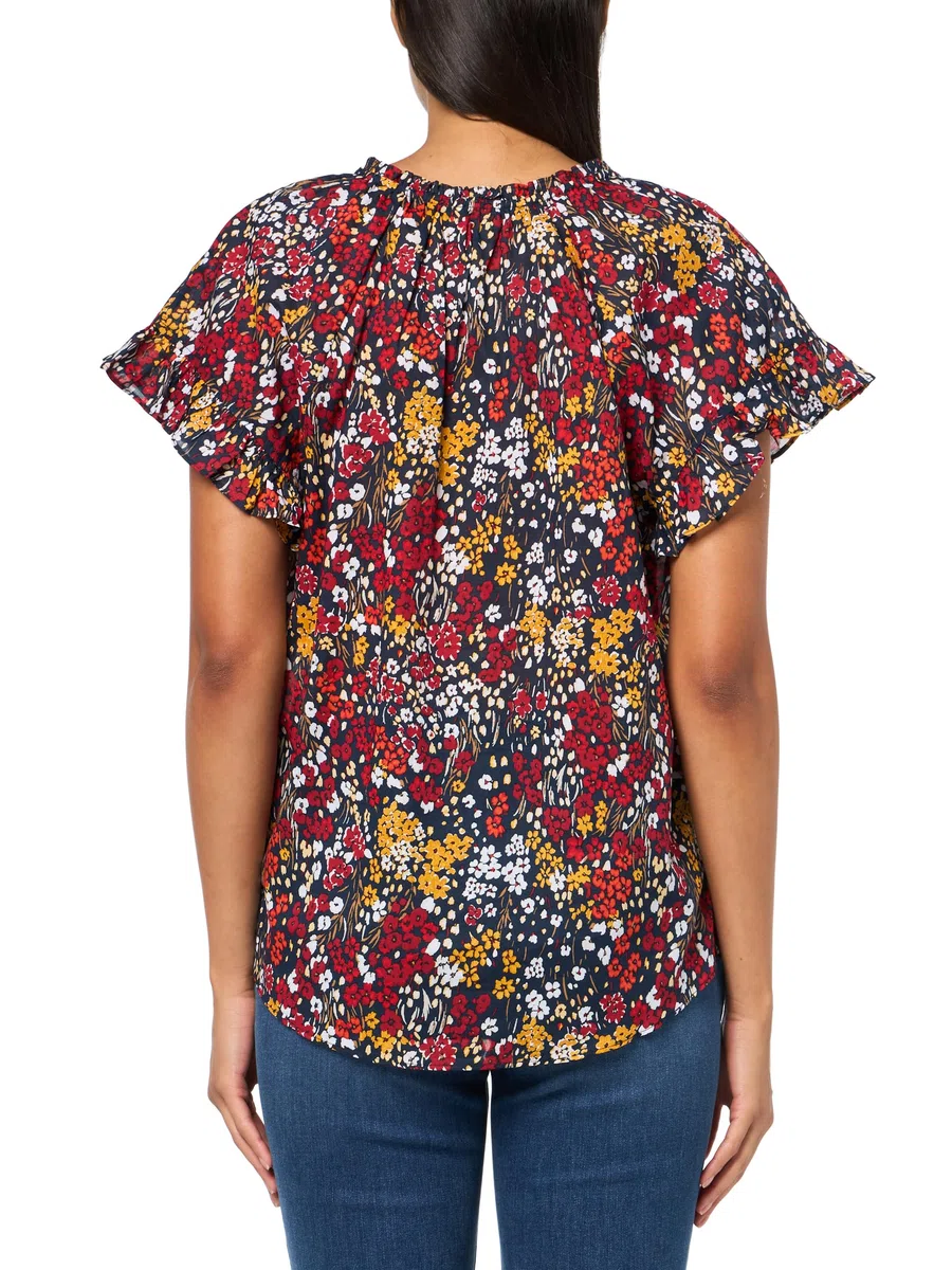Tommy Hilfiger Ruffle Sleeve Short Sleeve Blouse Camicetta a Maniche Corte con Volant Donna