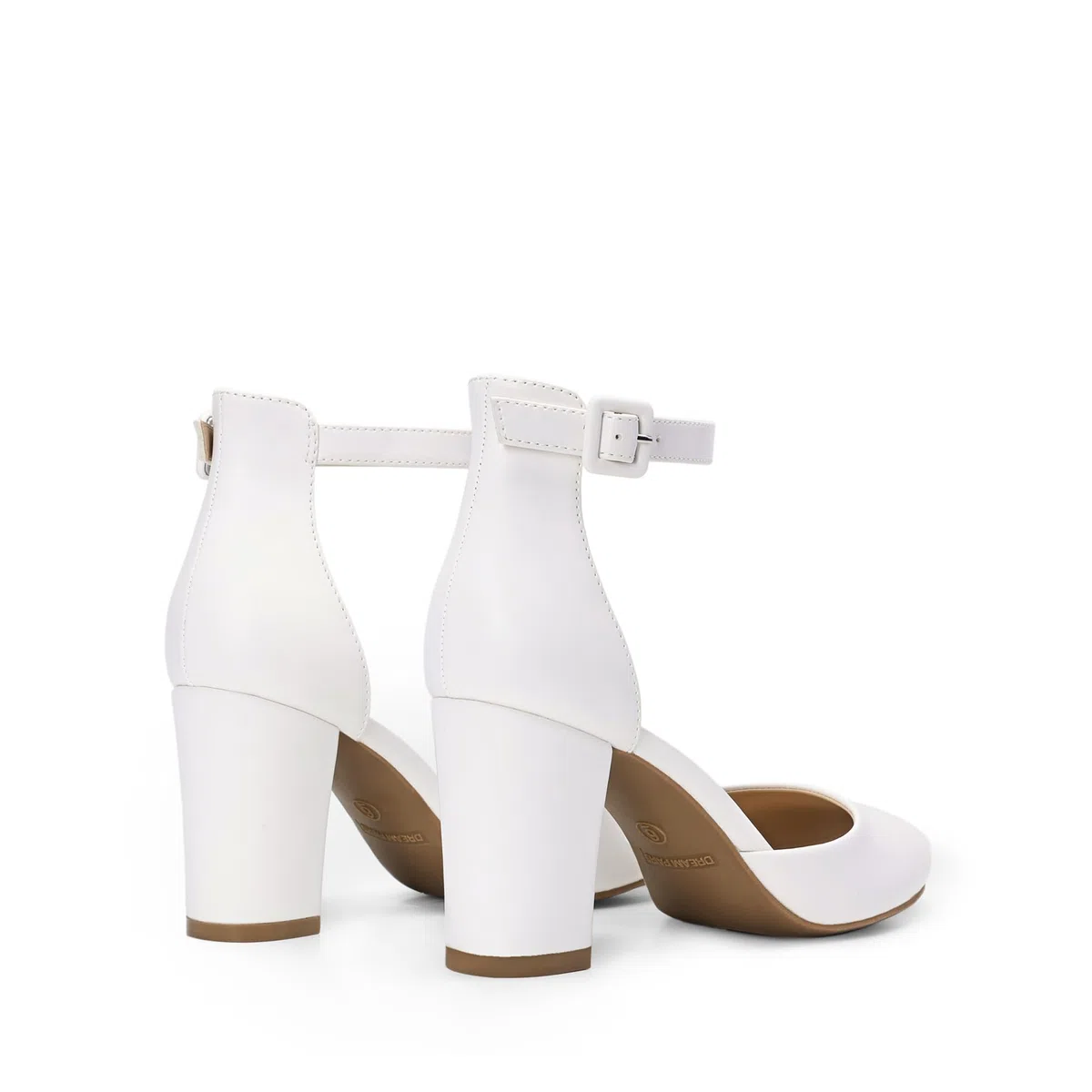 DREAM PAIRS Scarpe per Sposa con Tacco Alto a Blocco Décolleté con Cinturino alla Caviglia da Donna