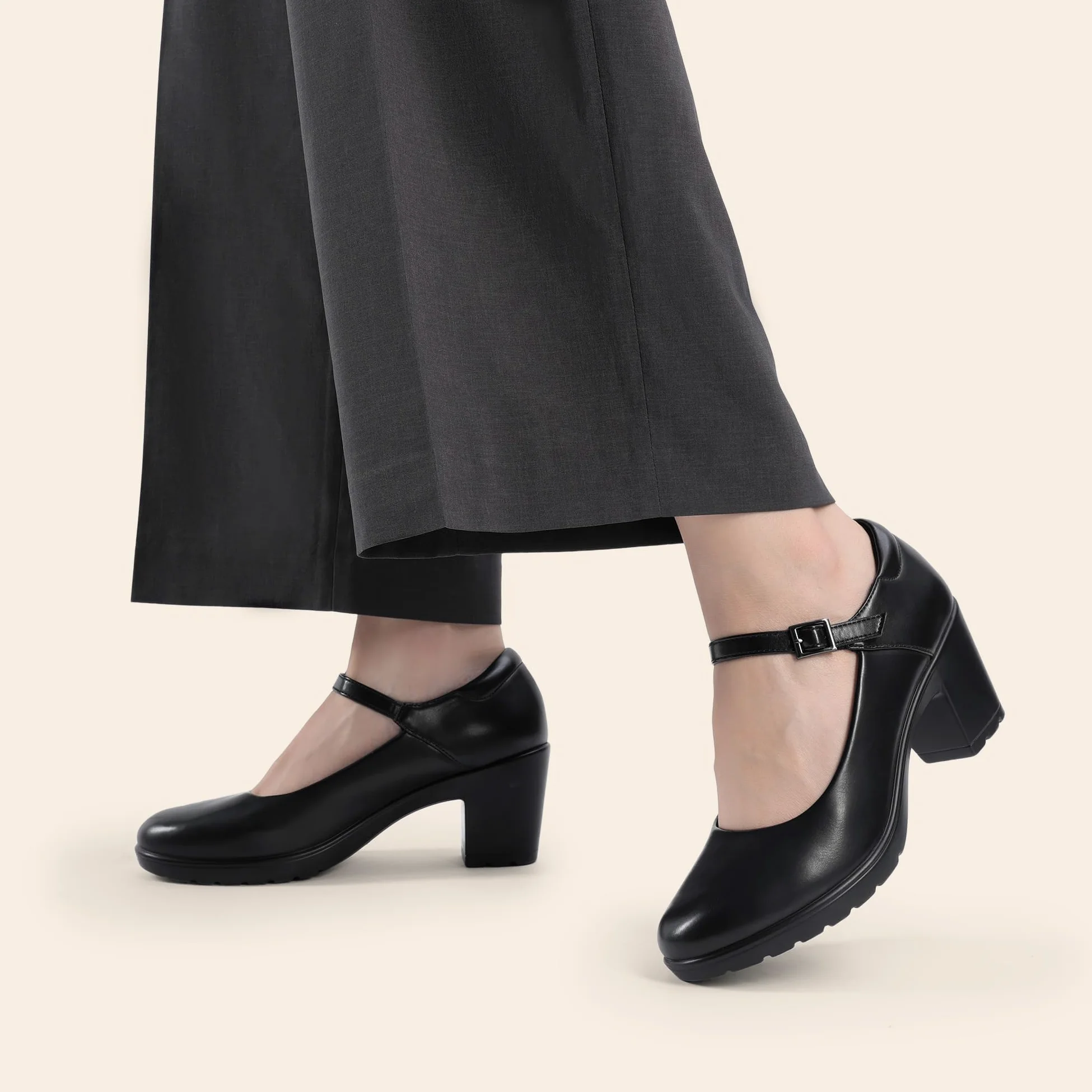 Dream Pairs Mary Janes - Scarpe da Donna con Tacco Basso e Cinturino alla Caviglia, Punta Chiusa, comode, da Lavoro, con Punta Arrotondata