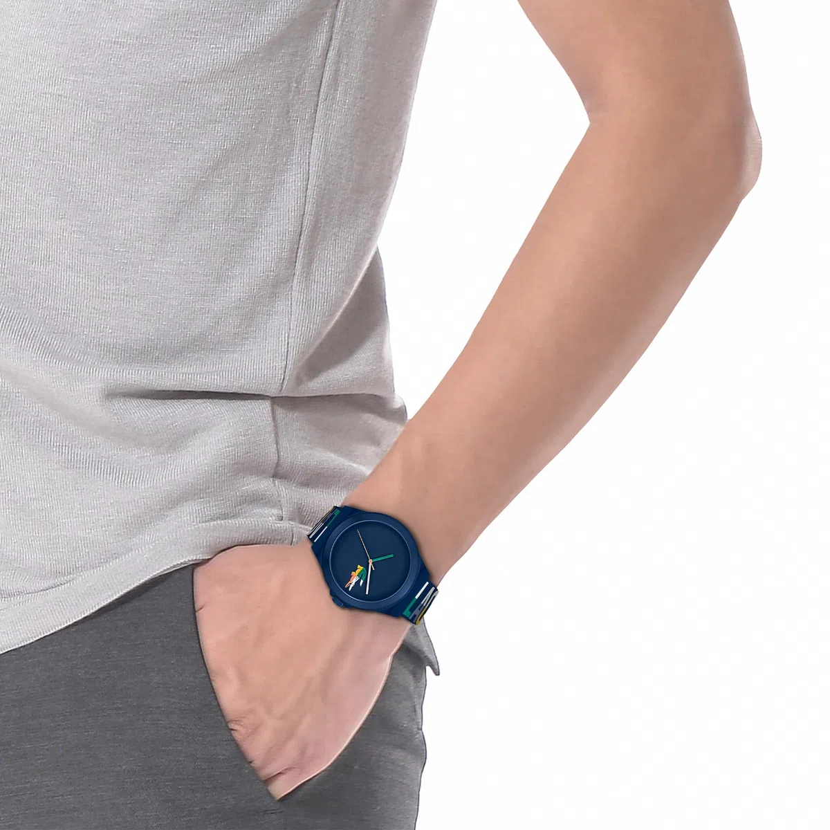 Lacoste Orologio Analogico al Quarzo da Uomo Collezione NEOCROC con Cinturino in Silicone Blu Navy - 2011184