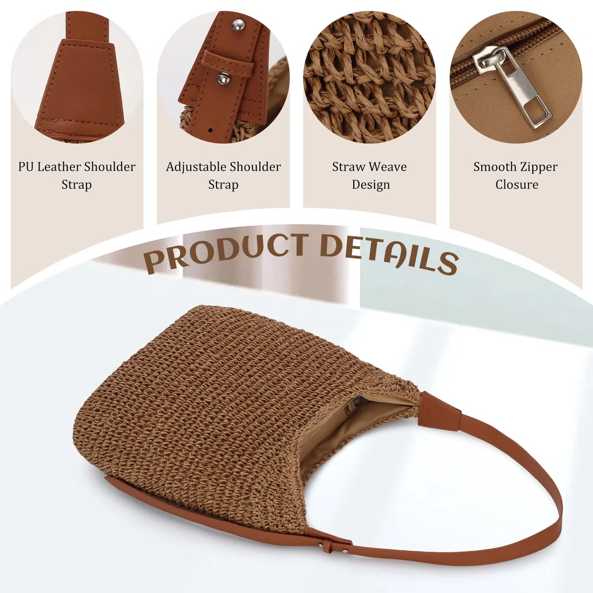 Borse a tracolla di paglia donne chic Crossbody Borsa di paglia di spiaggia estiva per i viaggi di vacanza