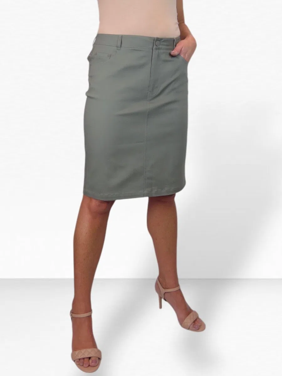 Paulo Due Gonna A Tubino Stile Jeans Elasticizzato in Cotone Pesante da Donna Casual 42-52