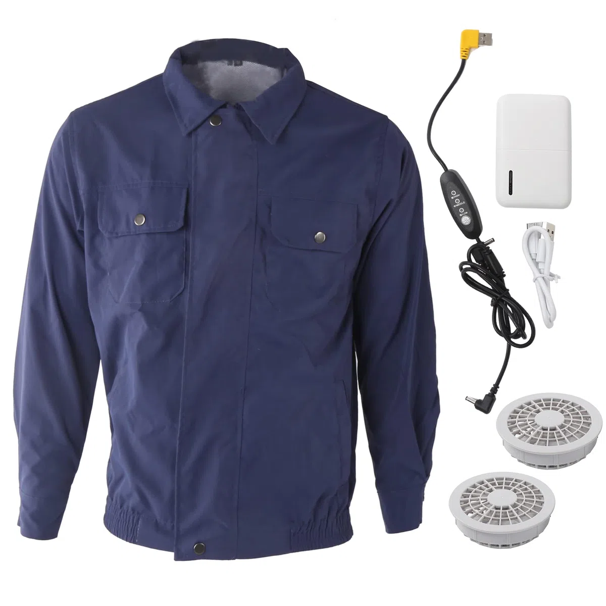 Chrees Giacca di Raffreddamento Alimentata Tramite USB Camicia di Aria Condizionata Abbigliamento da Lavoro Estivo con Batteria da 10000 MAh Ventole a 3 velocità Staccabile Lavabi