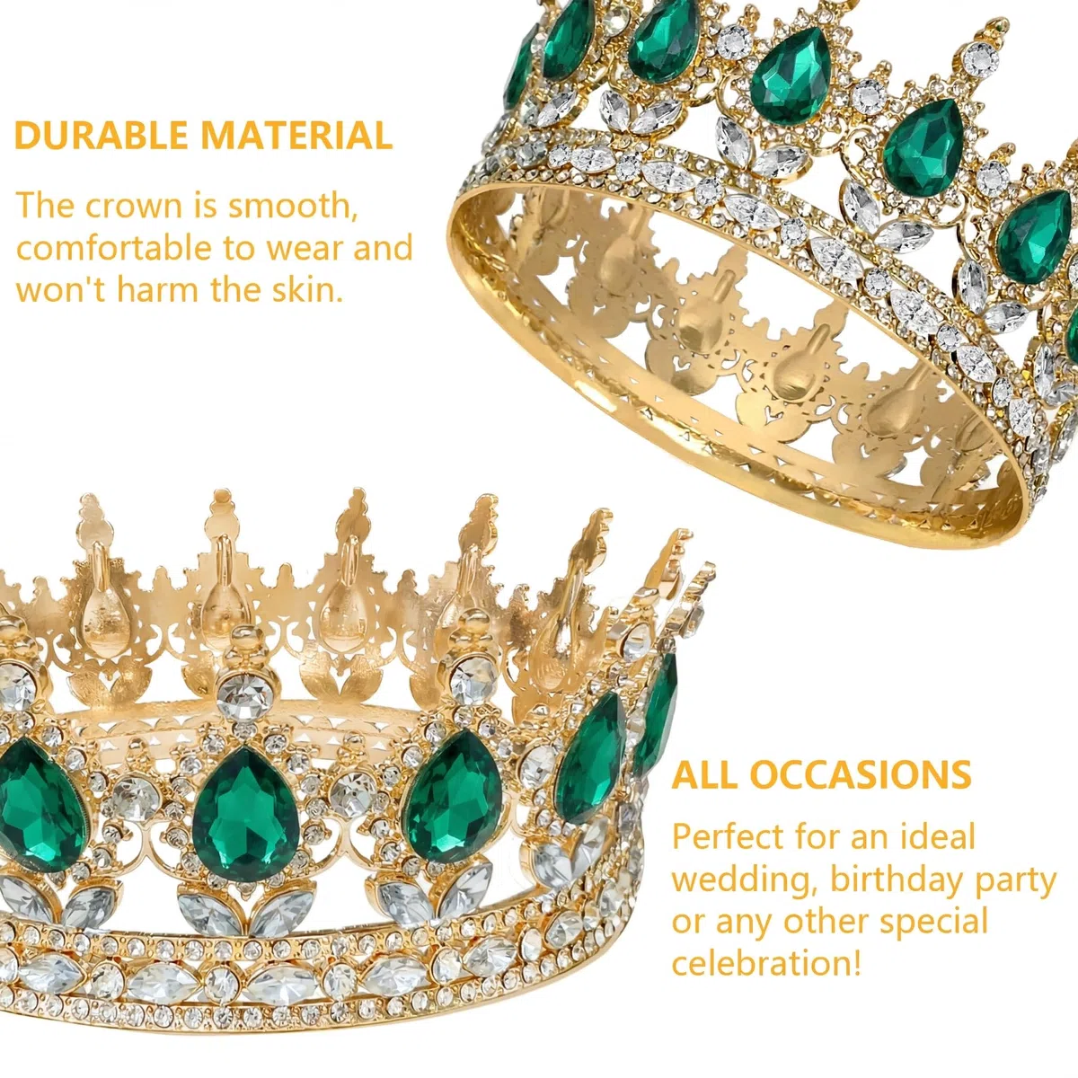 Corona Regina, Diadema da Sposa Scintillante, Tiara Barocca con Cristalli per Matrimoni, Feste Compleanno, Ricordi Viaggio, Festività, Fiere e Altro Ancora