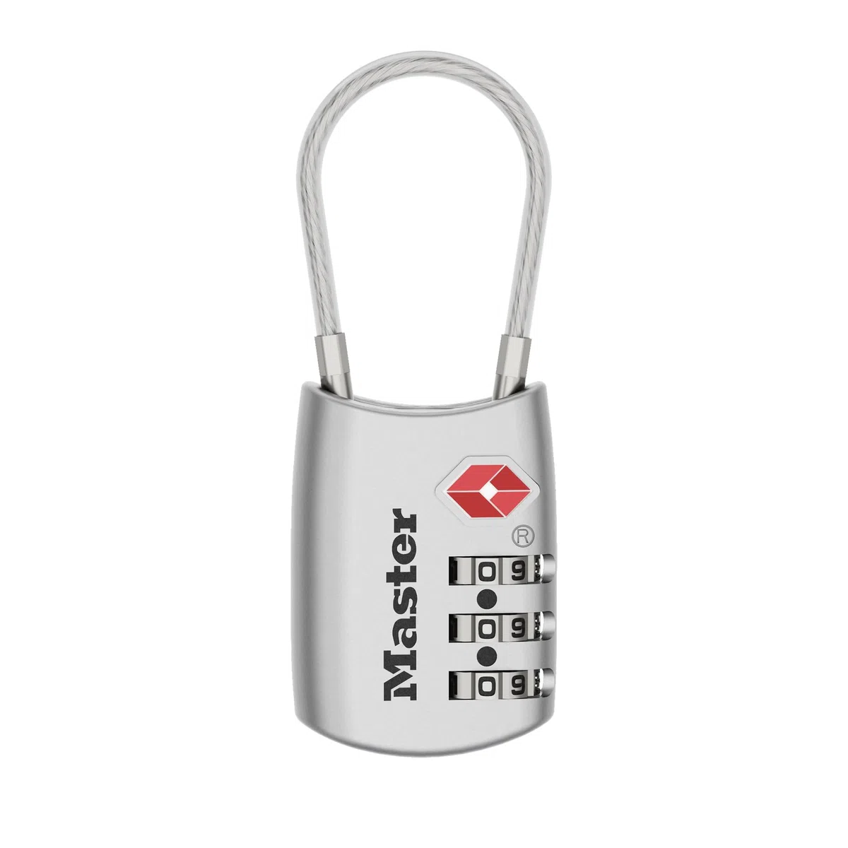 Master Lock 4688DSLV Imposta la Tua Combinazione di Serratura per Bagagli Approvata TSA, Argento, 1 confezione