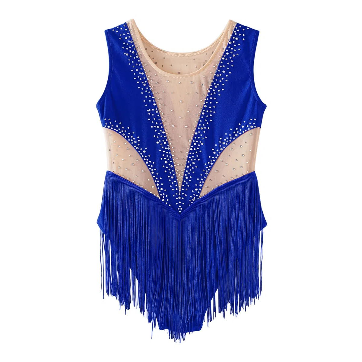 inhzoy Body Danza Bambina Balletto Body Danza Classica Moderna Senza Maniche Nappe Strass Leotards Pattinaggio Artistico Bodysuit Ginnastica Ritmica Costume da Danza, 6-16 Anni