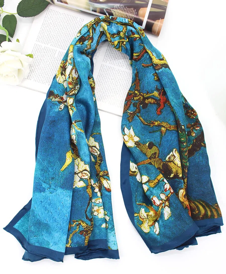 ANDANTINO Sciarpa in 100% seta, quadrata, di grandi dimensioni (110 cm), leggera, adatta come foulard, fascia per capelli, scialle, in confezione regalo