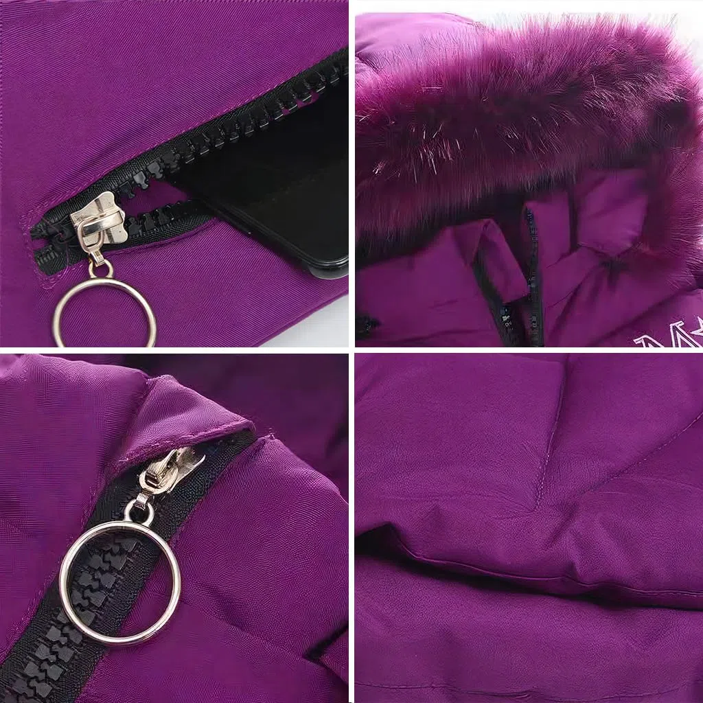 Cappotto da ragazza, piumino per bambini, giacca invernale con cappuccio con collo in pelliccia spessa e calda, parka imbottita, giacca a vento