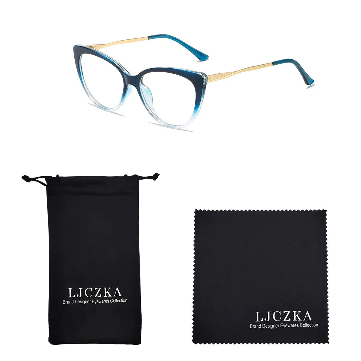 LJCZKA Montatura Occhiali da Vista Donna in Metallo, Occhiali Anti Luce Blu Occhi di Gatto Antiriflesso per Computer Gioco Lettura
