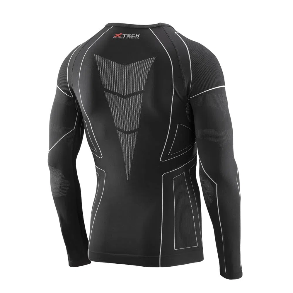 Generico Maglia Tecnica Intima Sportiva Antivento Termica Invernale a Maniche Lunghe Girocollo Nera Maglietta Race 3 XTECH Made in Italy