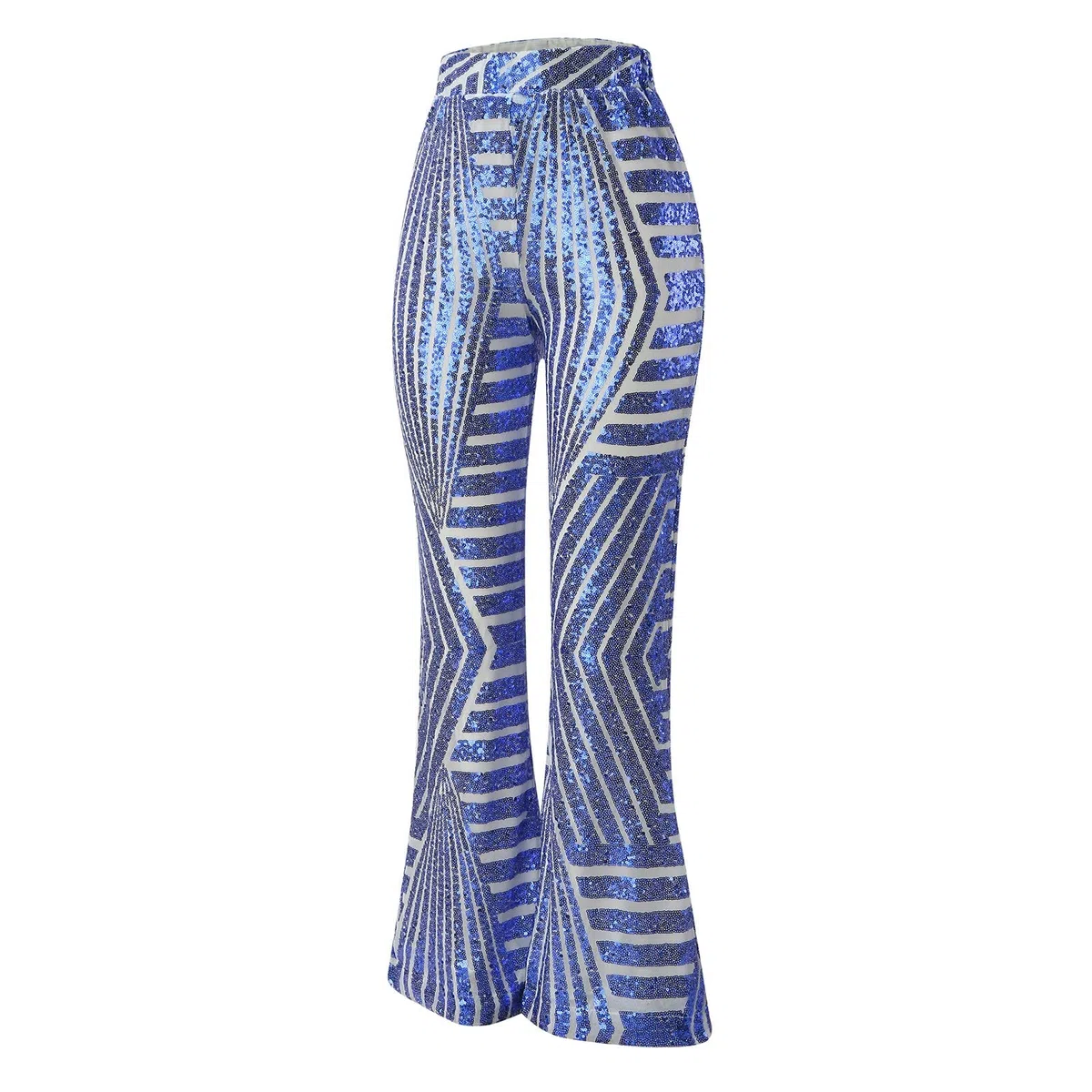 Generico Pantalone Paillettes Donna Pantaloni Eleganti Zampa vestibilità Comoda Completo Casual Brillanti Culotte Brillantini Pantaloncini Gamba Elegante Curvy