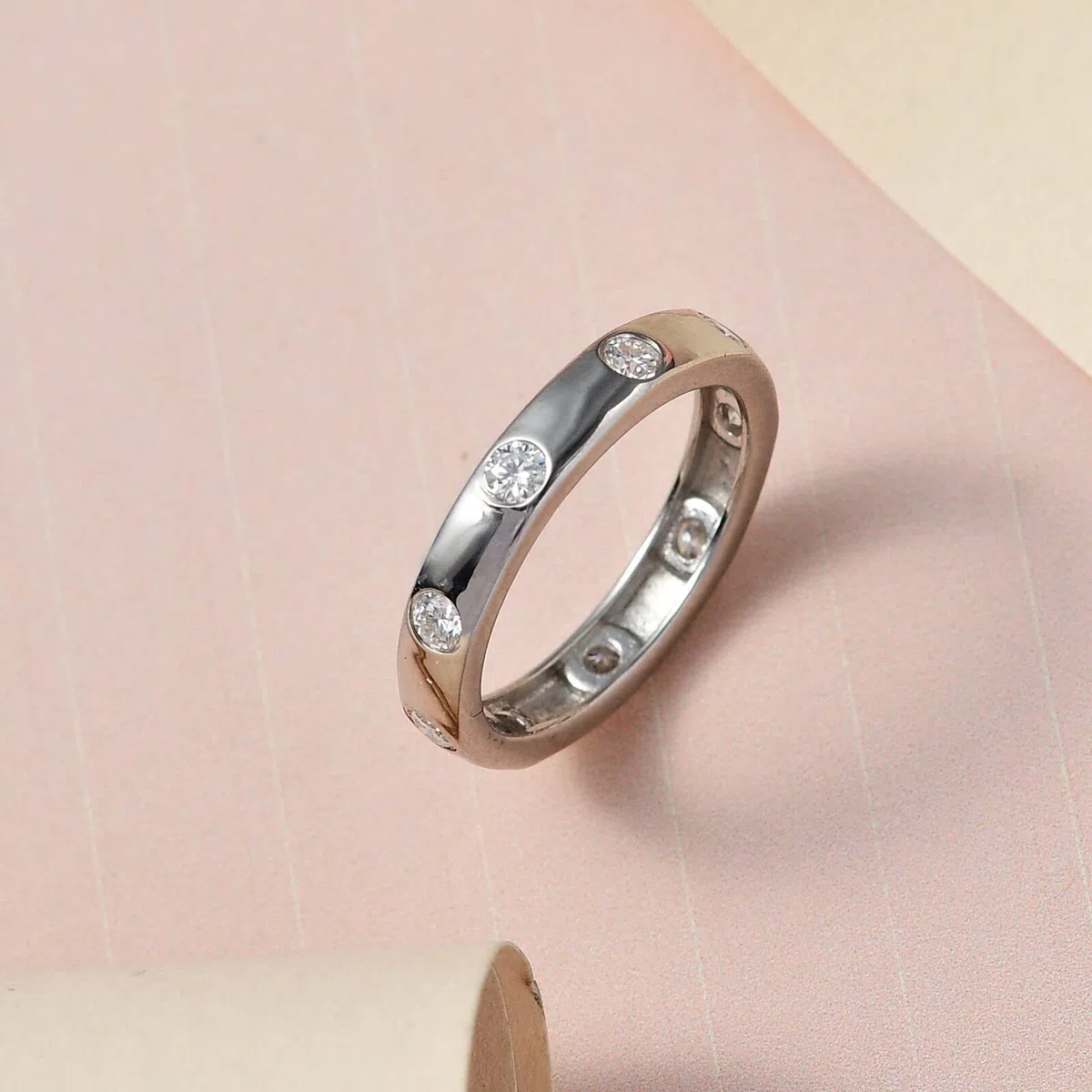 TJC Moissanite Anello nuziale da donna in argento Sterling 925, anelli di fidanzamento o anniversario per lei, impilabili, regalo per moglie e figlia