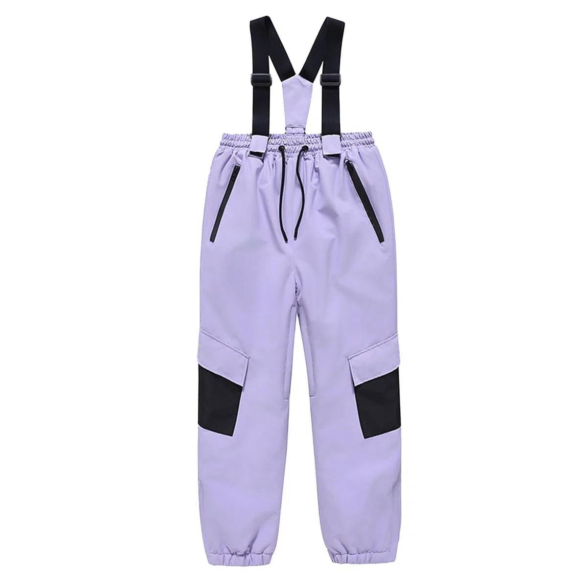 Pantaloni da sci per bambini, con calda imbottitura, con spalline, pantaloni da neve per ragazzi e ragazze, impermeabili, elastici, bretelle per snowboard, pantaloni da sci
