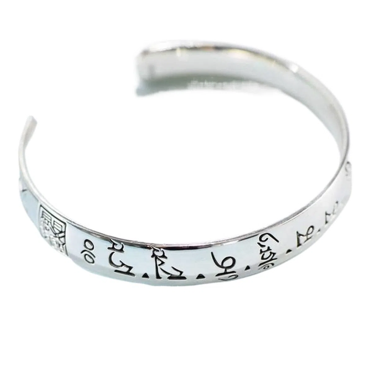 Bracciale in argento, bracciale rigido alla moda, bracciale retrò S999 Bracciale in argento Incantesimo buddista Bracciale rigido in argento regolabile Bracciale gioielli in argento personalizzato