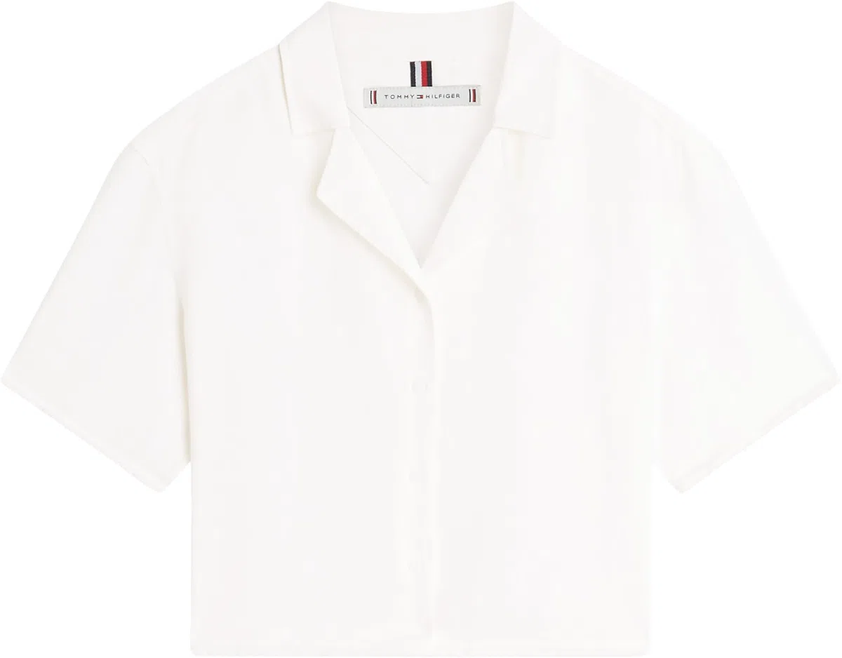 Tommy Hilfiger Frayed Vis/Linen SS Shirt Ww0ww48924 Camicia S/S Donna (Pacco da 1)